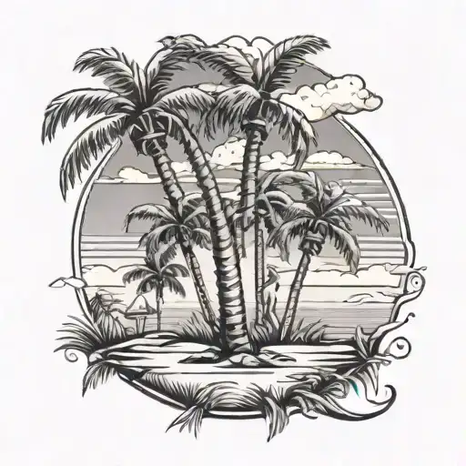 golf Texas dog palm tree   tattoo design idea