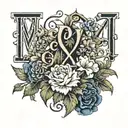 the birthday VII • XXII • MCMXCIX in roman numerals going vertically, with a larkspur flower and a carnation flower tattoo design idea