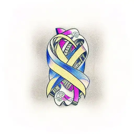 breast cancer ribbon with a date inside of it tattoo design idea