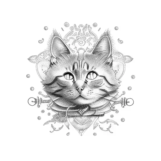 cat ghibli style tattoo design idea