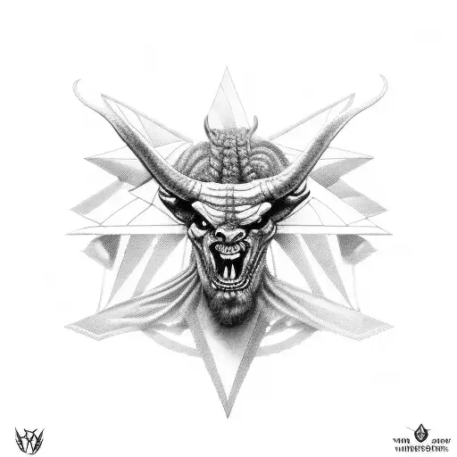 satan with medals tattoo design idea