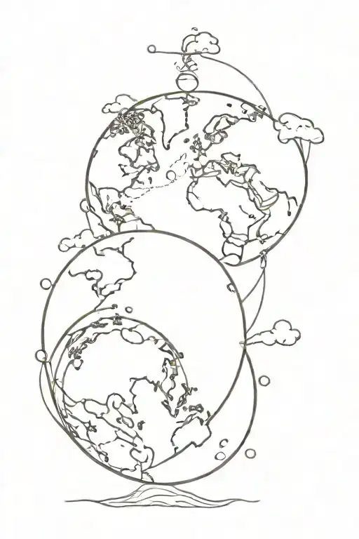 the earth globe or map, spine tattoo, water elements., traveling elements, soft, girly tattoo design idea