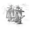 2 burning ships in the ocean tattoo design idea