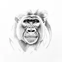 Gorilla biting the head off a lion tattoo design idea