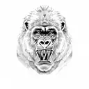 Gorilla biting the head off a lion tattoo design idea