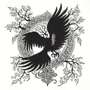 tree of life with phoenix rising from the ashes and a cross  tattoo design idea