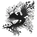 tree of life with phoenix rising from the ashes and a cross  tattoo design idea