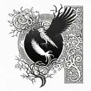 tree of life with phoenix rising from the ashes and a cross  tattoo design idea