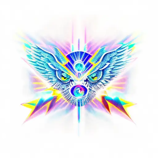 lazer eyes winged bears tattoo design idea