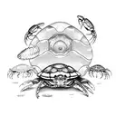 crab and turtle with jellyfish  tattoo design idea
