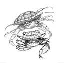 crab and turtle with jellyfish  tattoo design idea