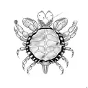 crab and turtle with jellyfish  tattoo design idea