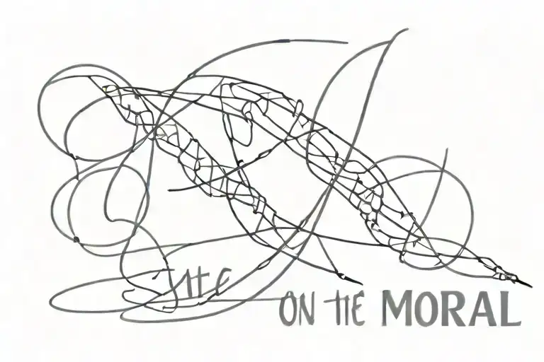 text "On the moral-volitional" in energy and aggressive style tattoo design idea