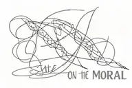 text "On the moral-volitional" in energy and aggressive style tattoo design idea