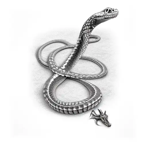 Snake skeleton wrapped around spine tattoo design idea