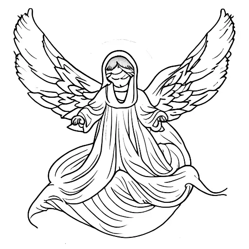 Angel looking down ashamed with wings broken to signify an atheist turning against religion  tattoo design idea