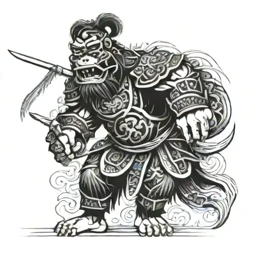 kong chinese warrior tattoo design idea