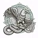 Mexican eagle and snake tattoo design idea