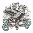 Mexican eagle and snake tattoo design idea
