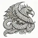 Mexican eagle and snake tattoo design idea