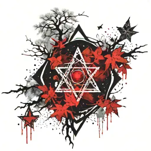 diamonds in the trees pentagrams in the night sky tattoo design idea