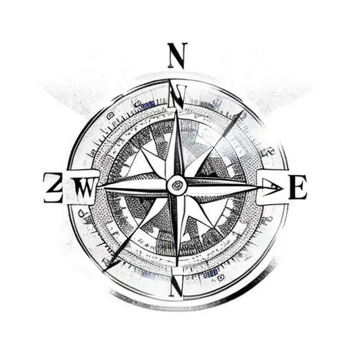 cracked old fashion compass tattoo design idea
