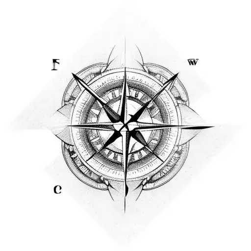 broken compass tattoo design idea