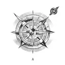 broken compass tattoo design idea