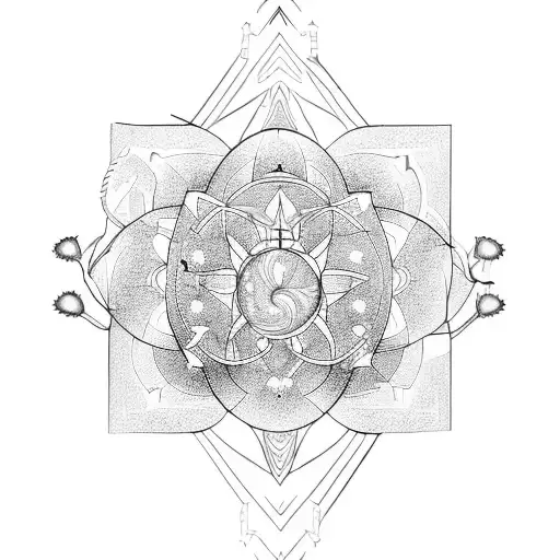 Stoic Zeno, vetruvian man, olive branch and lotus flower tattoo design idea