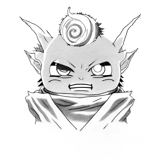 Gaara character from the naruto series, The pure Boo from the dragon ball series, mew from the pokemon series, yoda star tattoo design idea