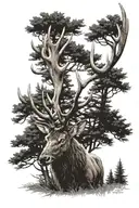 elk antler and trees  tattoo design idea