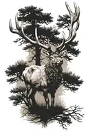 elk antler and trees  tattoo design idea