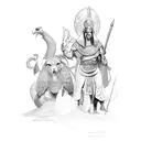 A Dungeons & Dragons scene featuring Egyptian gods and monsters tattoo design idea