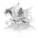 A Dungeons & Dragons scene featuring Egyptian gods and monsters tattoo design idea