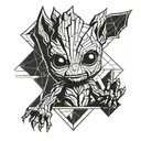 cute devil baby groot tattoo design idea