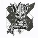 cute devil baby groot tattoo design idea