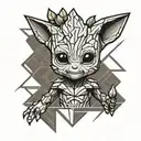cute devil baby groot tattoo design idea