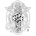 a fine line cross with the quote "know there is something inside of you greater than any obstacle" tattoo design idea