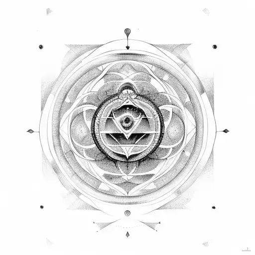 Uroboros, Sacred geometry, symbols tattoo design idea