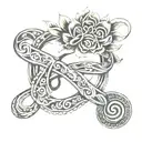 infinity symbol with name written Aditi and Durvi tattoo design idea