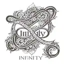 infinity symbol with name written Aditi and Durvi tattoo design idea