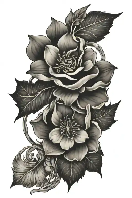flower intertwined tattoo design idea