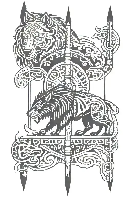 tottem pole with eagle wolf bear and bison tattoo design idea