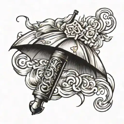 lighter holding an umbrella tattoo design idea