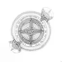 insert the words "cindy my life" written in Celtic around a Viking Compass Vegvisir Cross tattoo design idea