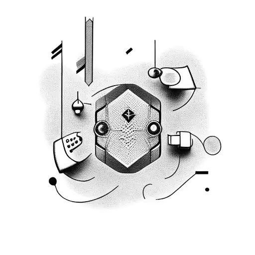 A minimalist tattoo of a game controller surrounded by musical notes tattoo design idea