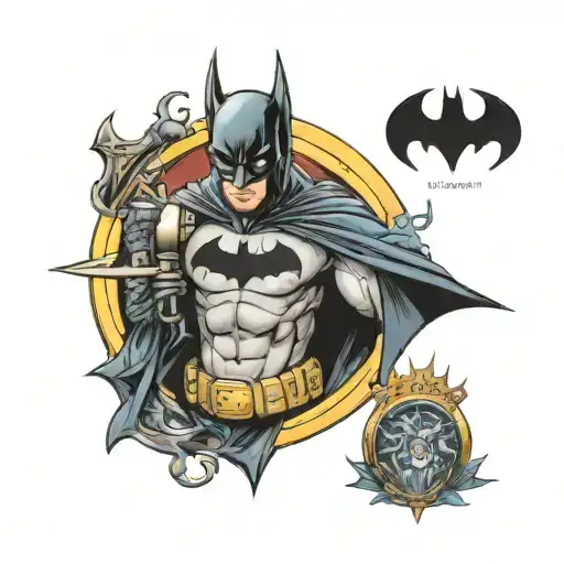 batman logo and hurley queen tattoo design idea