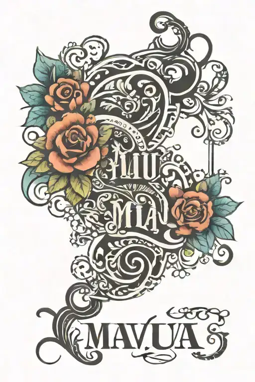 tattoo with mau kids name in it, Ali and Taline tattoo design idea