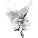 cammy white. leaping in the air tattoo design idea