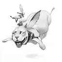 cammy white. leaping in the air tattoo design idea